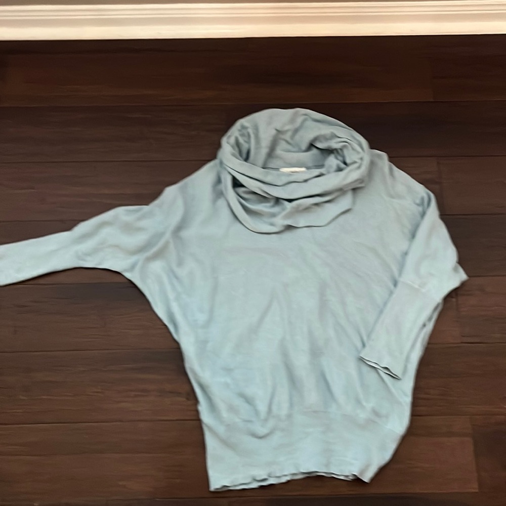 Baby Blue slouch sweater with a cowl neck